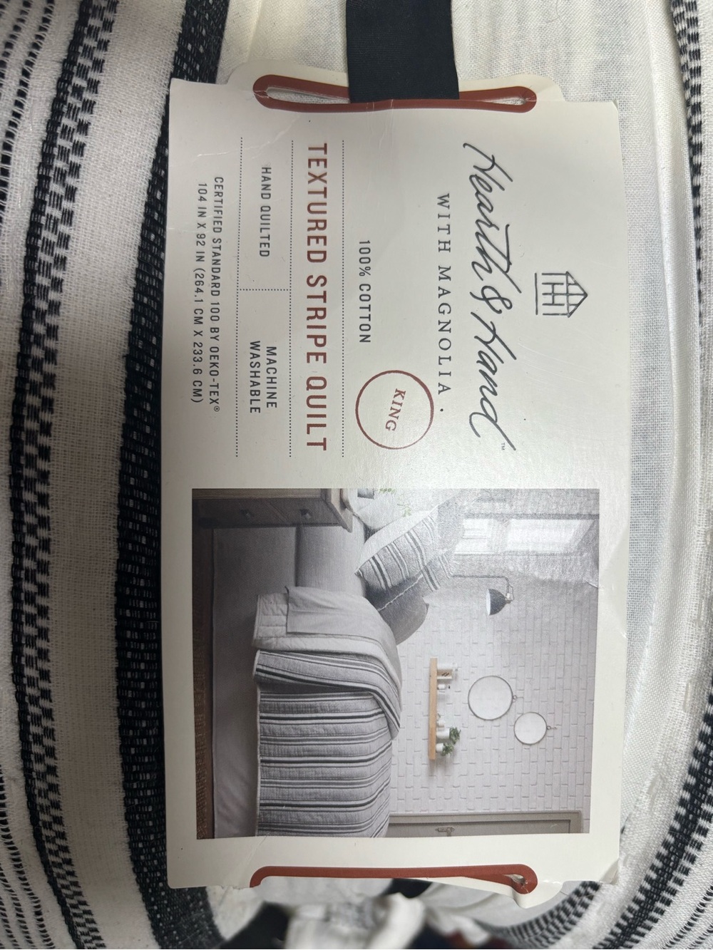 Hearth & Hand Textured Stripe Quilt - White & Black - King Size